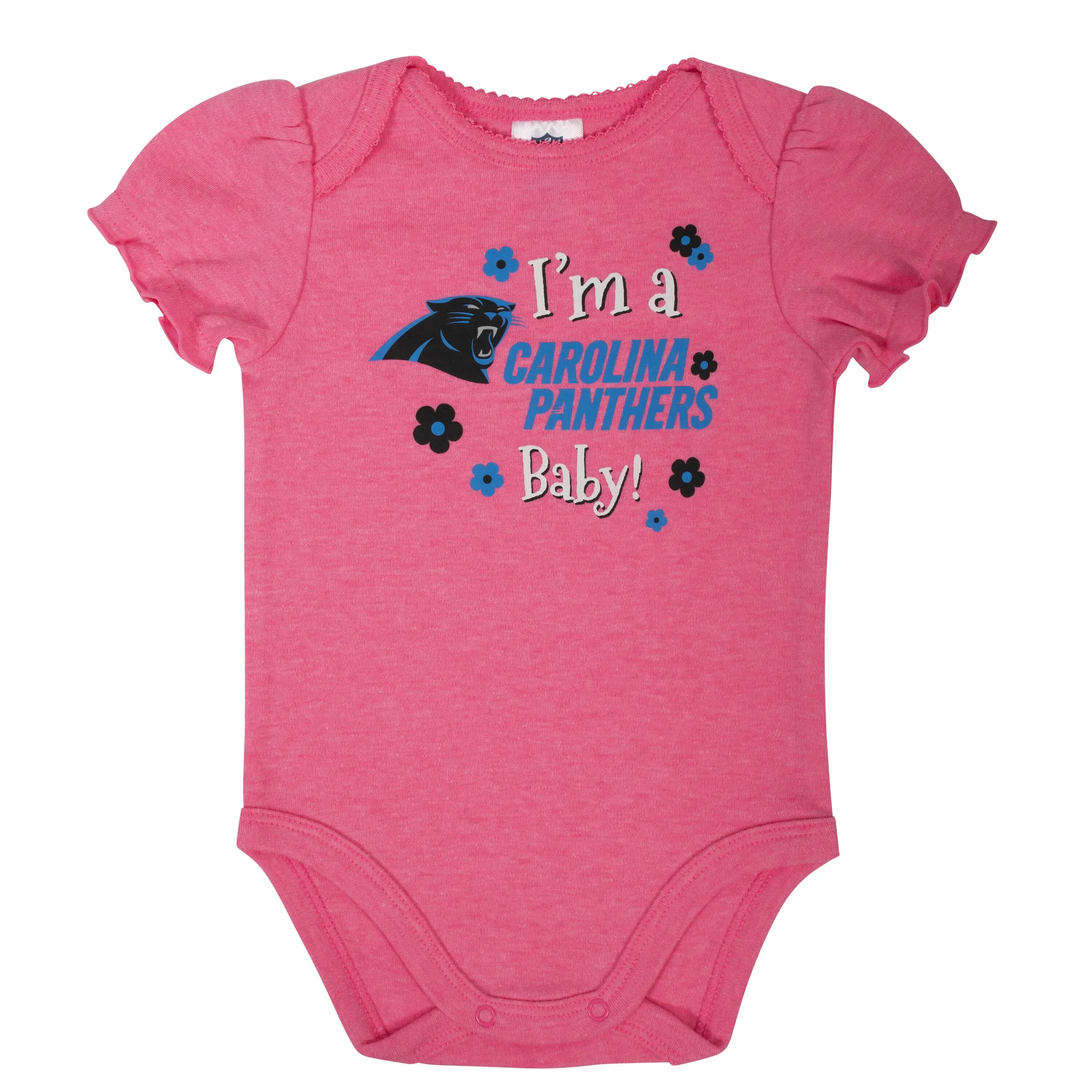 3-Pack Baby Girls Carolina Panthers Short Sleeve Bodysuits