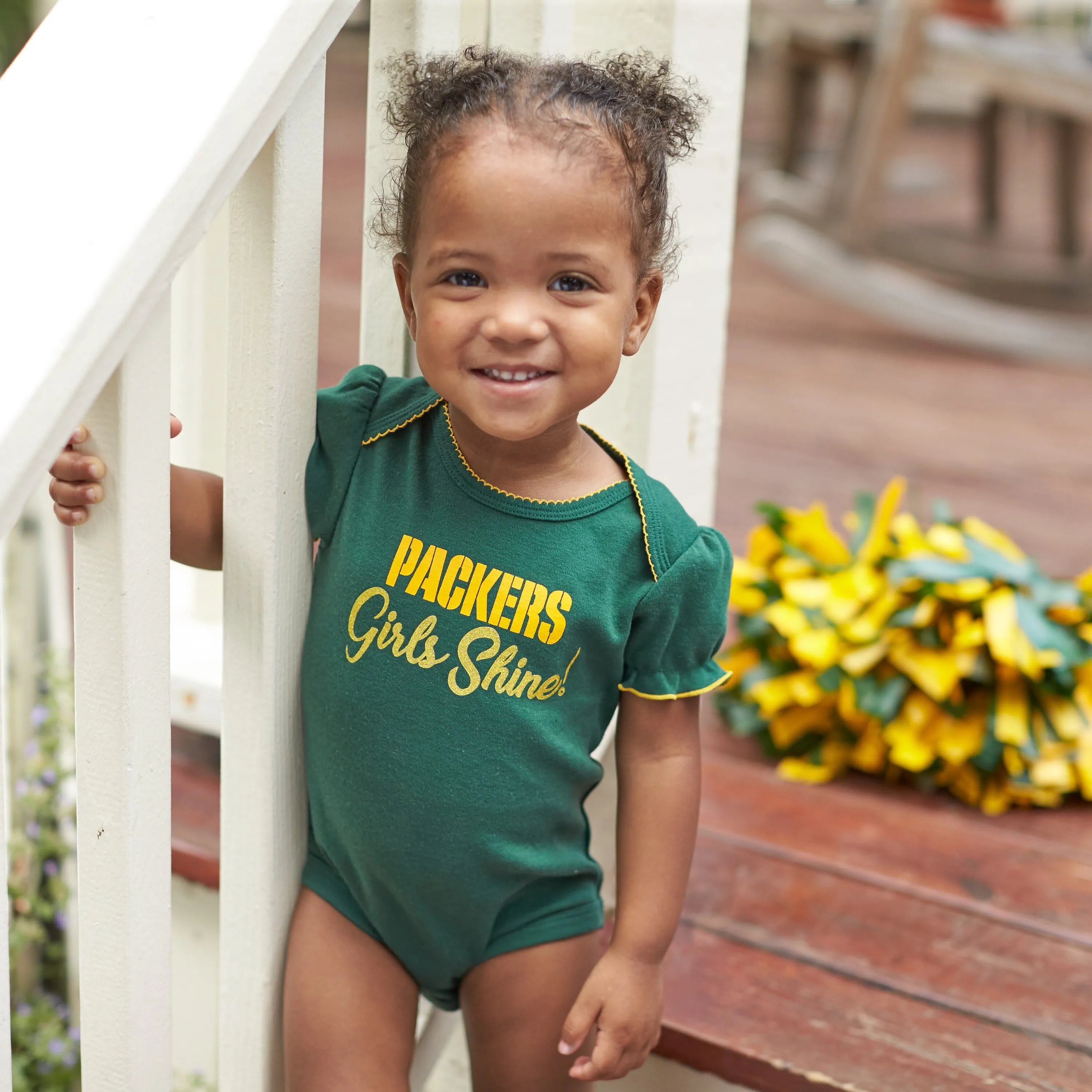 3-Pack Baby Girls Green Bay Packers Short Sleeve Bodysuits