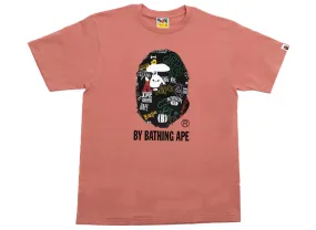 A Bathing Ape Hand Drawn Pattern by Bathing Ape Tee in Pink