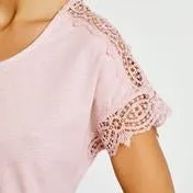 Antique Pink Lace Sleeve Top