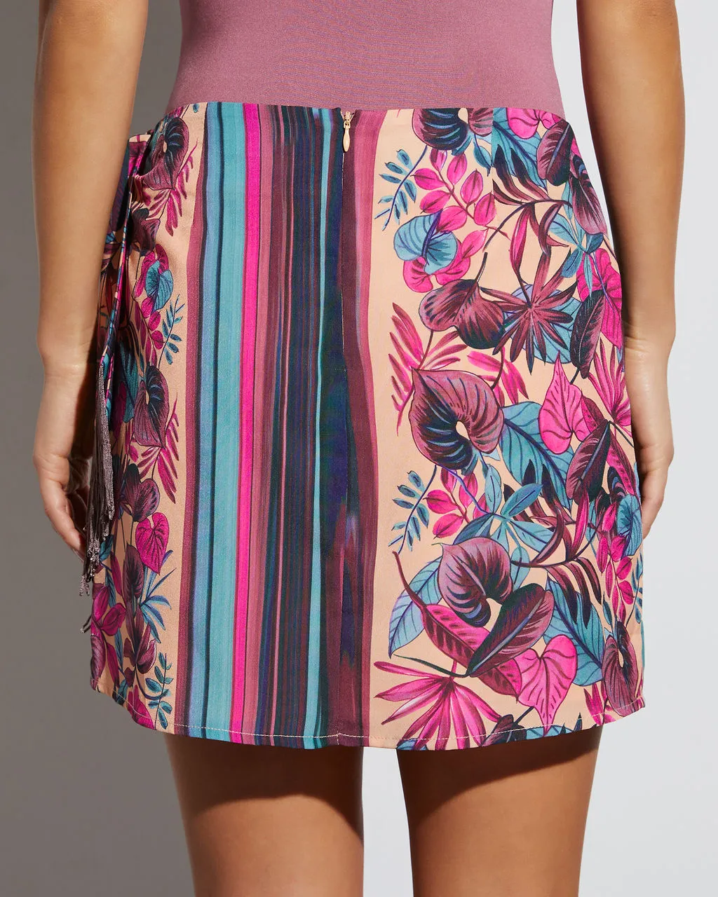 Bassett Satin Faux Wrap Mini Skirt