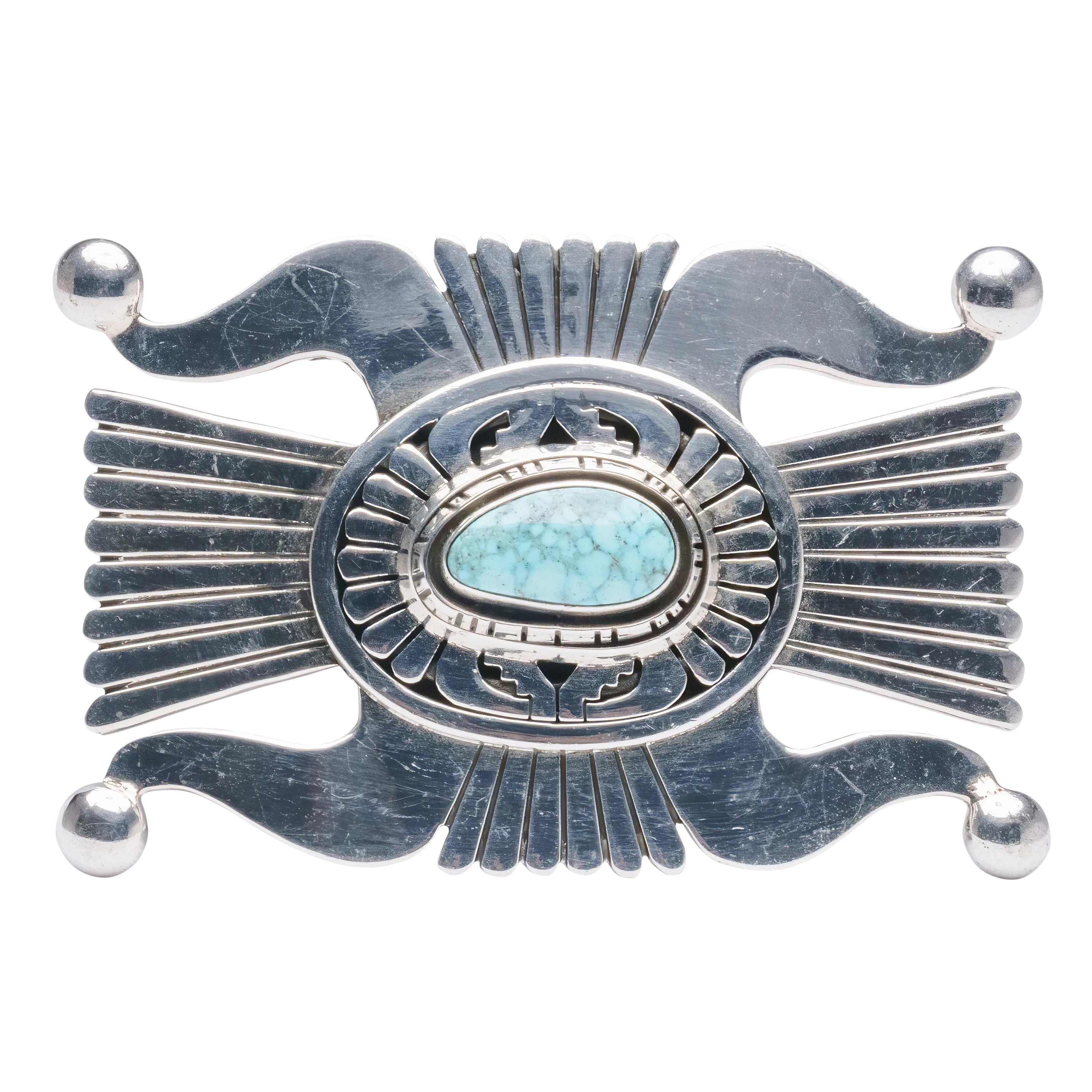 Birdseye Kingman Turquoise Belt Buckle | Leonard Nez