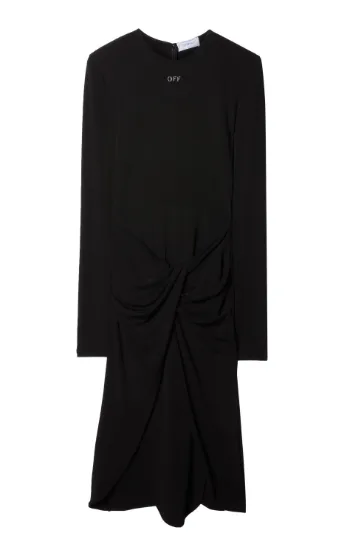 BLACK CREPE HIGH NECK DRESS