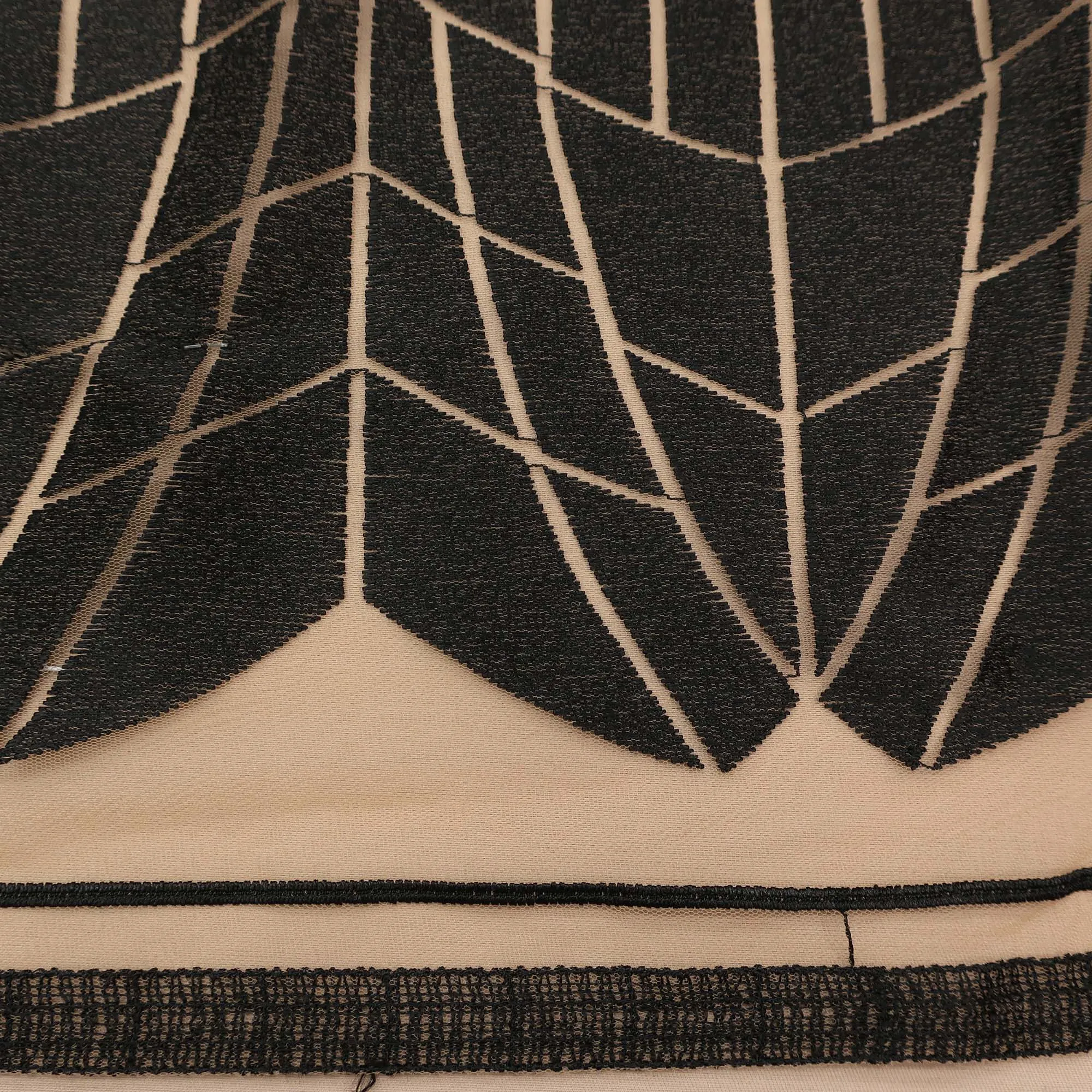 Black Geometric Embroidered Tulle Fabric