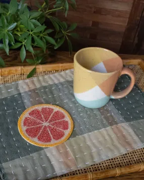 Coaster, Bisque, Beaded Grapefruit