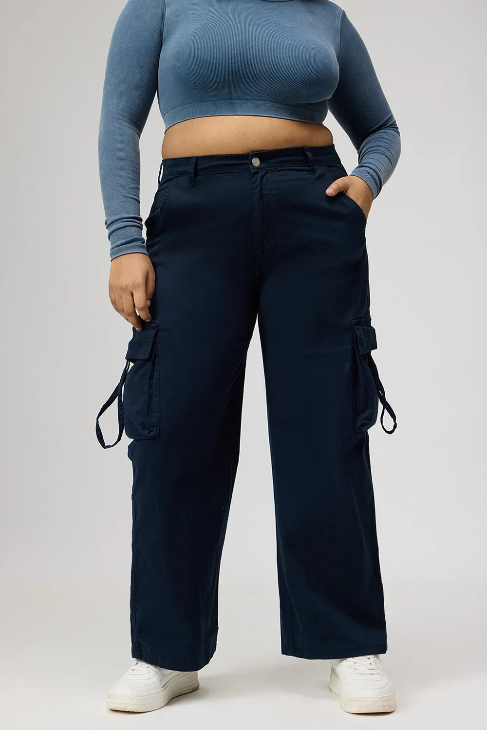 Curve Deep Blue Cargo Pants