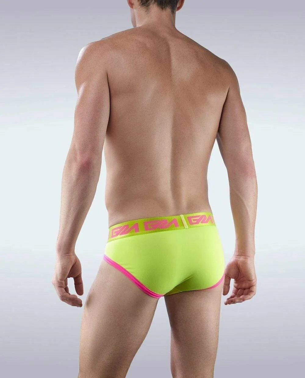 Garcon Model Briefs Espanola Fluorescent Trim Brief Neon Green Pink 7