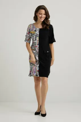 Joseph Ribkoff Sale, 222090 Urban Print Dress, 50% Off Regular Price