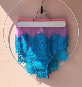 Lagoon lace & orchid mesh high waist knicker