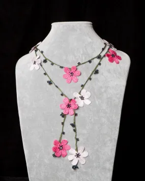 Lariat with Pomegranate Flowers - Pink