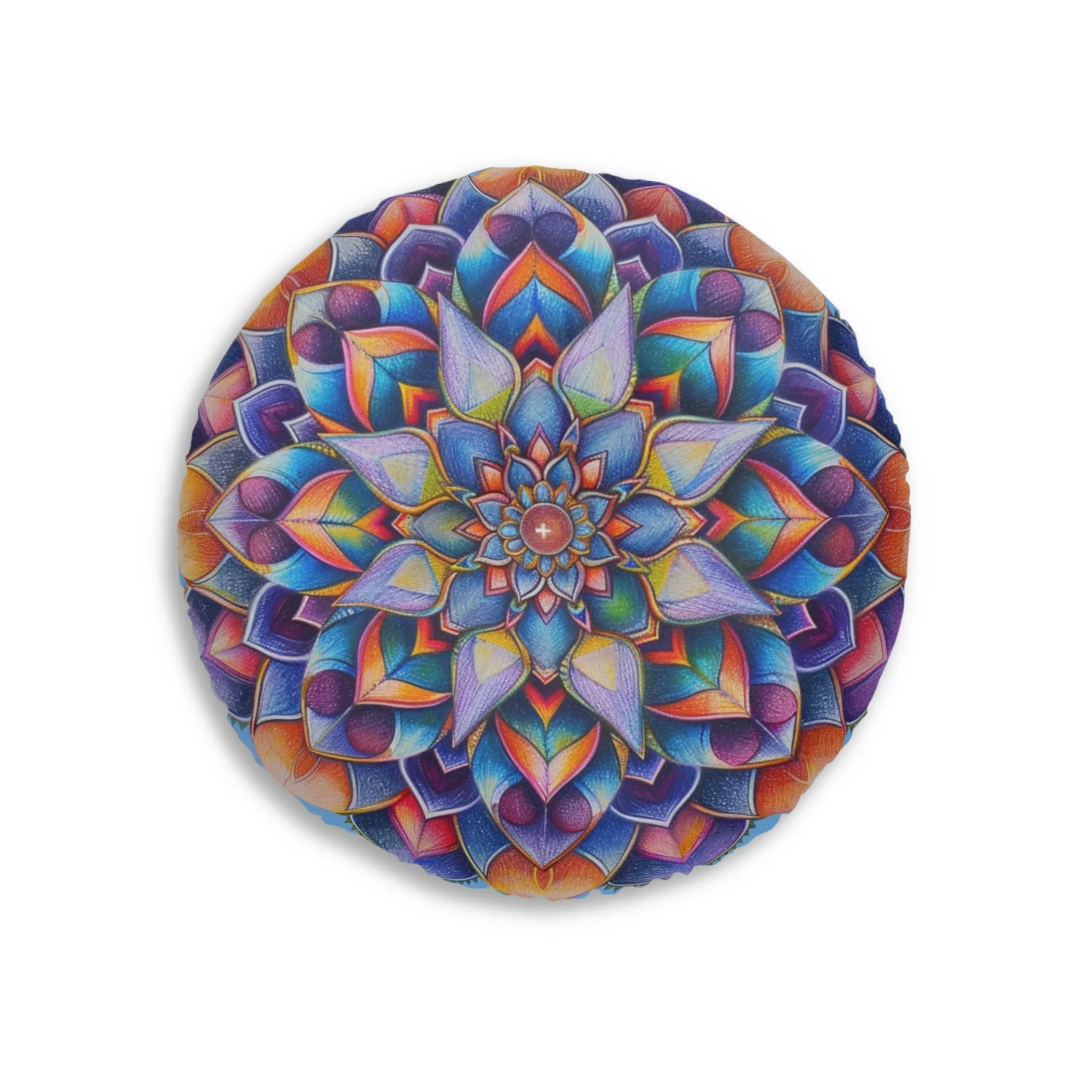 Mandala Art Floor Cushion - Tufted Round Pillow