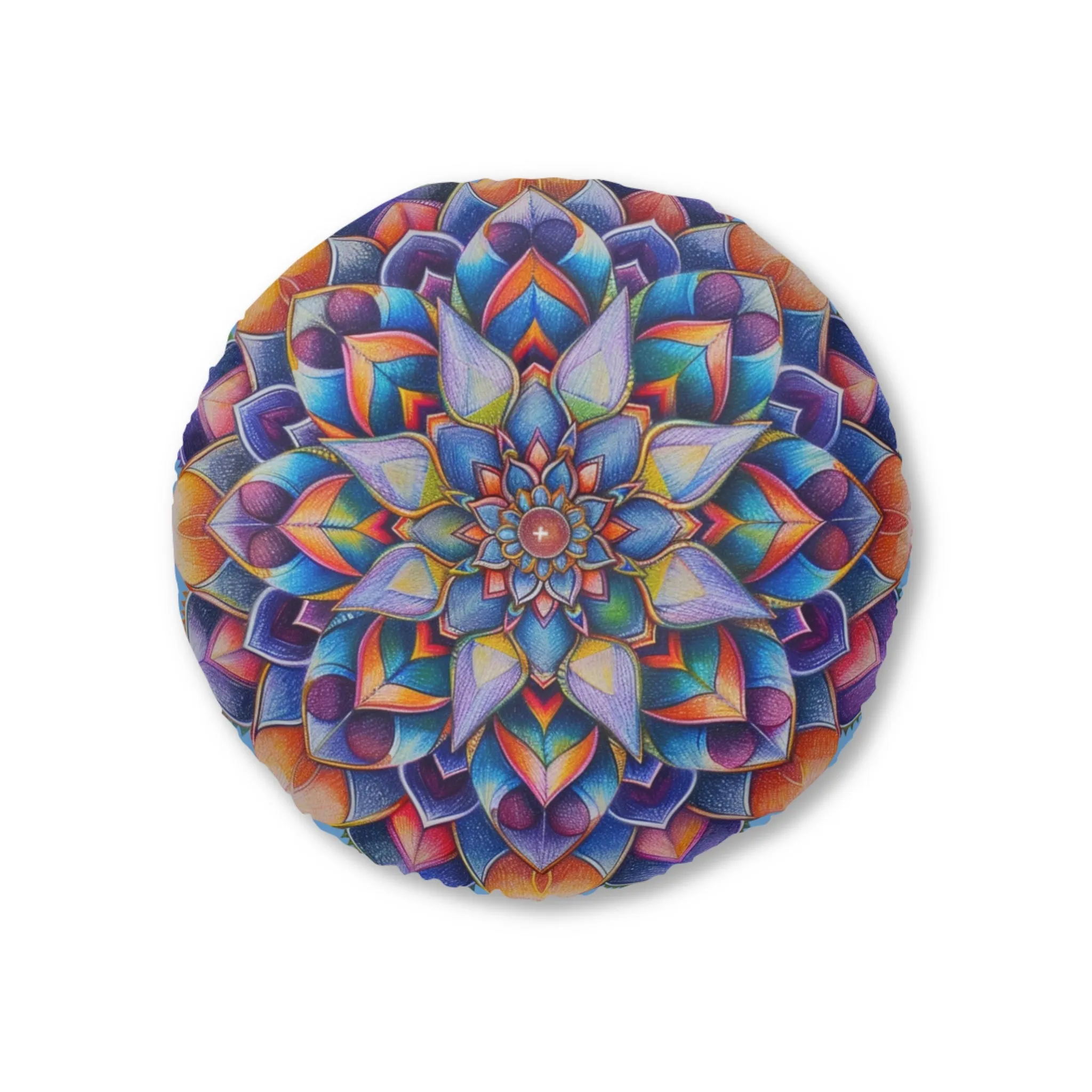 Mandala Art Floor Cushion - Tufted Round Pillow