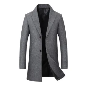 Men's Premium Fitted Long Wool Pea Coat