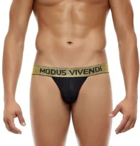 Modus Vivendi Exclusive Tanga Brief Gold Lurex Yarns Waisband Black 24213