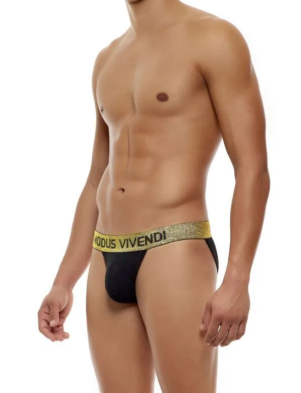 Modus Vivendi Exclusive Tanga Brief Gold Lurex Yarns Waisband Black 24213