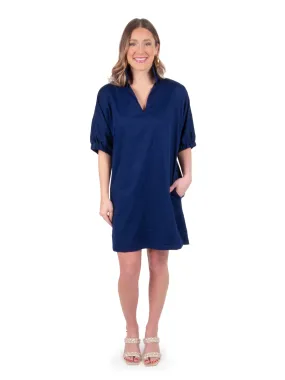 Poppy Dress - Navy Cotton Poplin