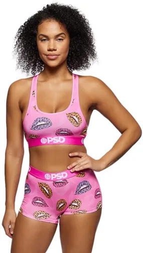 PSD Women's Sports Bra with Stretch Fabric - Pink/Sr Cheetah Lips Sb