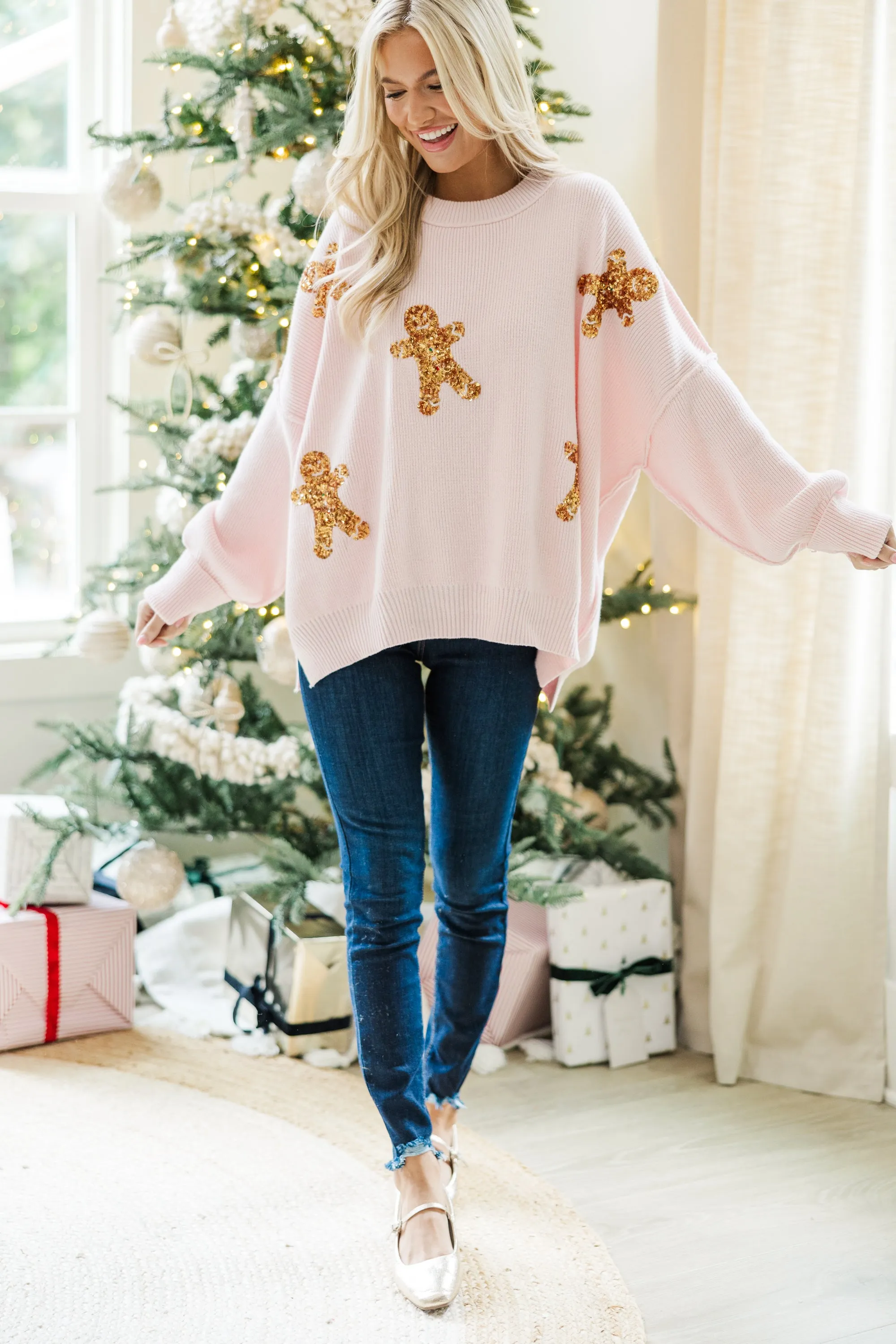 Sweet Tooth Light Pink Gingerbread Sweater