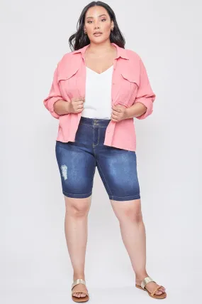 Women's Plus Size 2-Button Bermuda Shorts